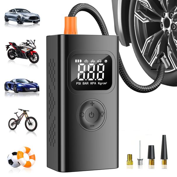 150PSI Portable Air Compressor - 3X Faster Cordless Inflation For Cars, Bikes & Sports Balls With Digital Gauge & LED Light_maomaolike.com