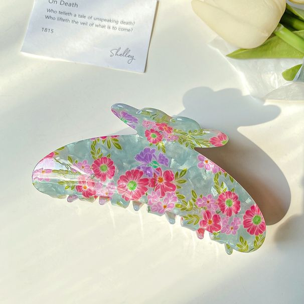 Unisex Pfeiffer large floral clip Women's colorful printed hair clip back of head Pan hair clip Shark clip_maomaolike.com