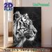 Tiger Themed Painting Poster, Monochrome Realistic Tiger Portrait Poster, Detailed Wildlife Artwork, Ideal For Living Room, Office And Home Decor_maomaolike.com