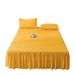Solid Color Single Piece Simple Washed Cotton Skirt Edge Bed Sheet Mattress Dustproof Non-slip Protective Cover_maomaolike.com