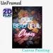 "Our Beautiful Chaos" Tropical Hibiscus Floral Painting Poster, Dark-toned Vibrant Floral With Neon Lettering Poster, Stylish Decorative Artwork Ideal_maomaolike.com