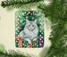 Turkish Angora Cat By The Christmas Tree Porcelain Ornament Christmas Tree Hanging Decorations For Home Christmas Holiday, Rectangle, Gift, Multicolor_maomaolike.com
