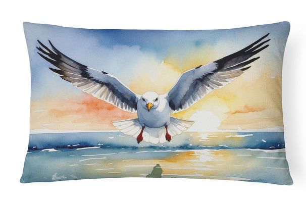 Birds, Birds, Birds Throw Pillow Throw Pillow For Indoor Couch Bed Outdoor Patio Washable, Gull Flying Low 7517,12Hx16W_maomaolike.com