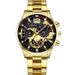 Luxury Men Quartz Wrist Watch With Roman Scale, Cross Necklace Fashion Bracelet Ring Set, Ideal Father's Day Valentine Gift For Dad Boyfriend Family_maomaolike.com