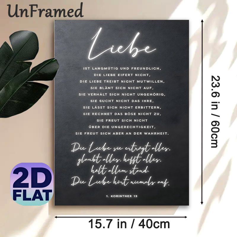 Love-themed Painting Poster, Minimalist Neon-style German Love Scripture Text Poster, Inspirational Heartfelt Message For Living Room And Bedroom Wall_maomaolike.com