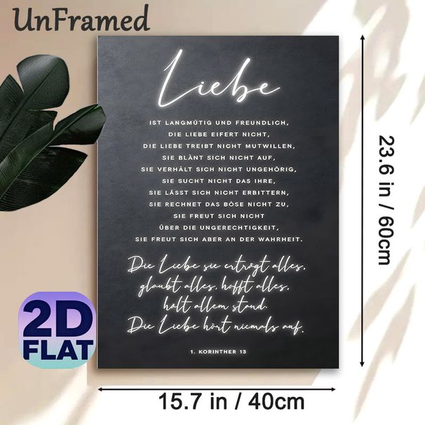 Love-themed Painting Poster, Minimalist Neon-style German Love Scripture Text Poster, Inspirational Heartfelt Message For Living Room And Bedroom Wall_maomaolike.com