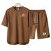 Men's Clothing 2024 Waffle Casual Summer Suit Men's Loose Teen Short sleeved T shirt Shorts Handsome Two piece Suit_maomaolike.com