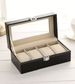 Black Faux Leather Watch Storage Box With Lock - 2/3/5/10/12 Slot Organizer, Glass Top, Soft Lining, Ideal For Watches, Jewelry & Accessories Display_maomaolike.com
