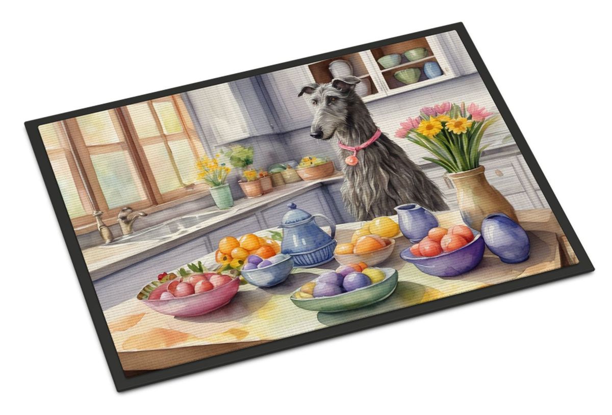 Decorating Easter Scottish Deerhound Doormat Front Door Mat Indoor Outdoor Rugs For Entryway, Non Slip Washable Low Pile, 24H X 36W_maomaolike.com