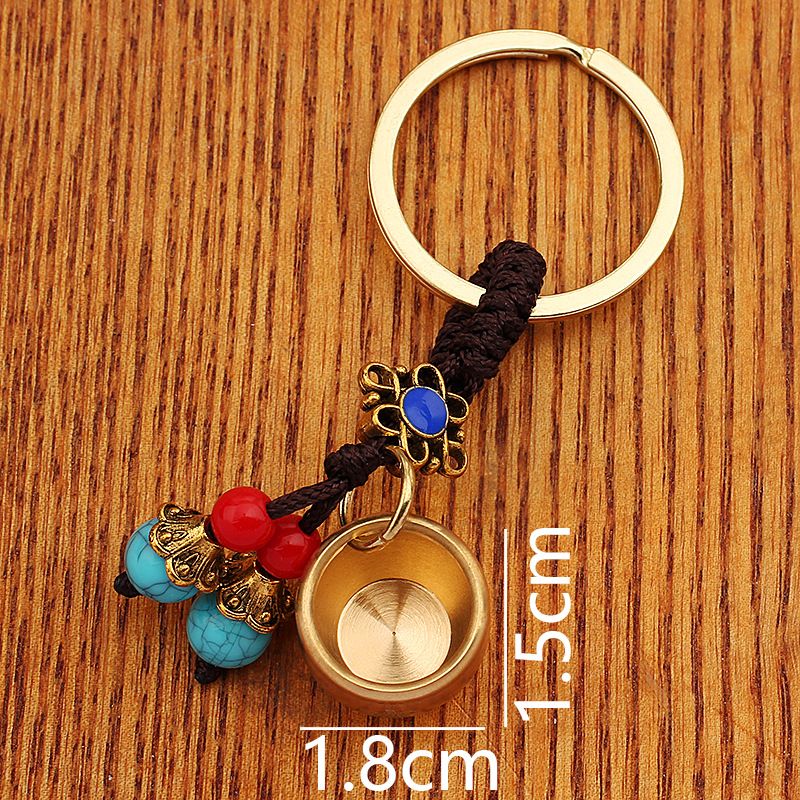 Fashion Pendant Baifu Small Cylinder Key Car Keychain Handmade Woven Blue Bead Hanging Rope Unisex_maomaolike.com