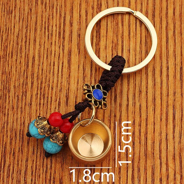 Fashion Pendant Baifu Small Cylinder Key Car Keychain Handmade Woven Blue Bead Hanging Rope Unisex_maomaolike.com