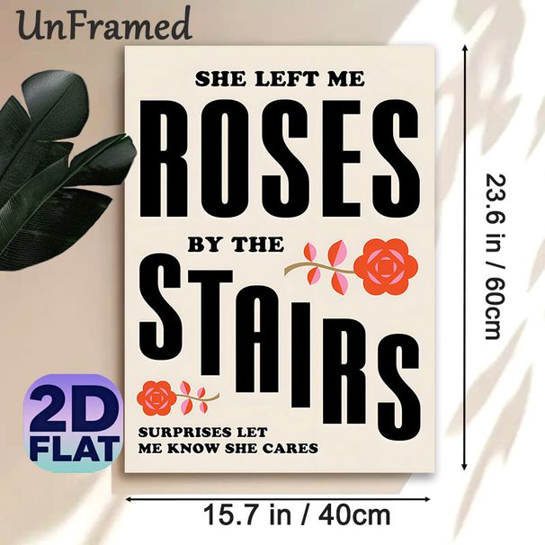 Rose & Sentimental Typography Themed Painting Poster, Minimalist Retro Vibrant Rose & Text Poster, Warm Heartfelt Decor Ideal For Bedroom, Living Room_maomaolike.com