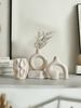 3PC White Ceramic Style Art Abstract Vase Set Can Hold Water Arrangement Vase Ornament Ornament Bottle_maomaolike.com