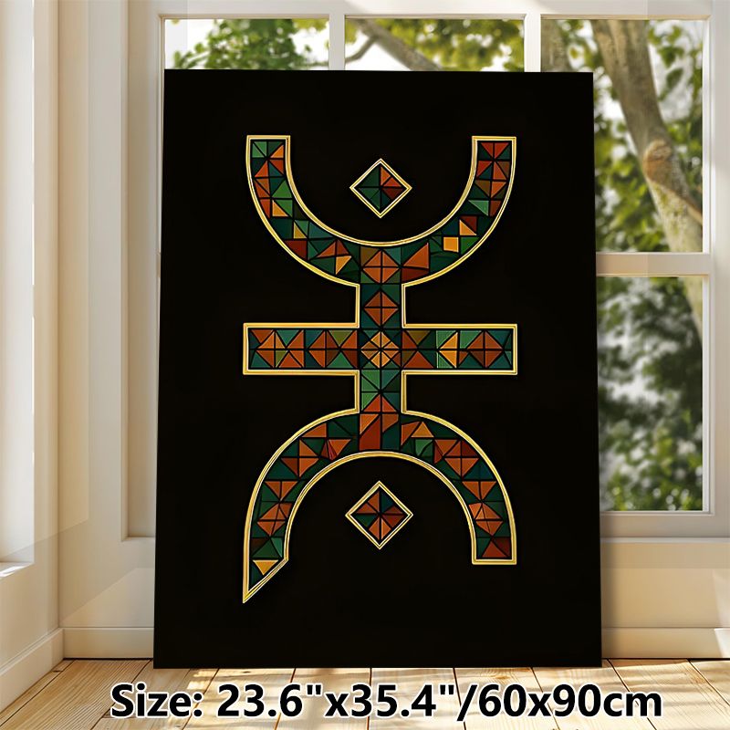 Berber Symbol Painting Poster, Vibrant Mosaic-style Geometric Symbol Poster, Cultural Artistic Decor Ideal For Living Room, Study_maomaolike.com
