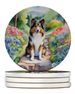 Sheltie Spring Path Large Sandstone Coasters Pack Of 4 Absorbent Round Coasters Decor Gifts For Men Or Women, 4 In, Multicolor_maomaolike.com