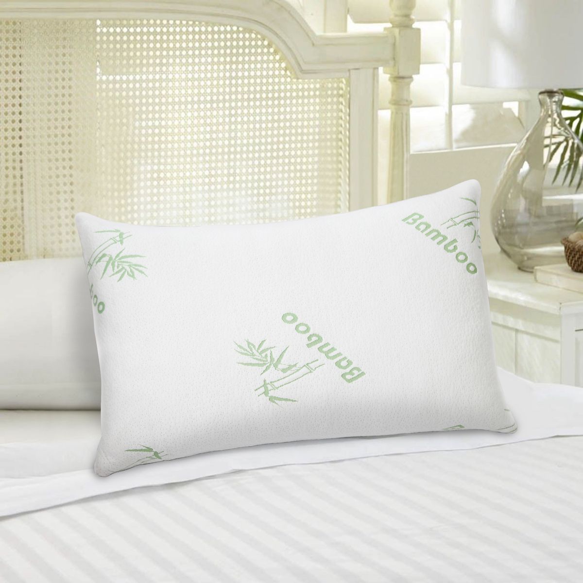 2Pcs Or 1Pcs Bamboo Memory Foam Pillow Hypoallergenic Bed Pillow For Head Neck Rest Sleeping Shredded Pillow Washable Cover Queen Size Pillow_maomaolike.com