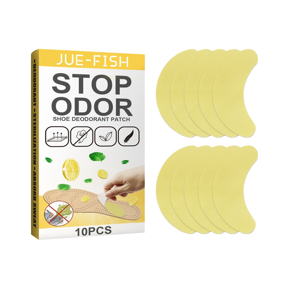Jue-Fish Deodorant Stickers For Shoes, Fresh, Remove Odor And Prevent Foot Odor Foot Sweat Sports Shoes Smelly Insole Sticker_maomaolike.com