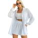 Women's Clothing ladies long-sleeved shorts loose casual women's clothing two-piece suit_maomaolike.com