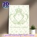 Claddagh Themed Painting Poster, Soft Green Minimal Line Art Floral Pattern Poster, Conveys Love, Loyalty And Friendship, Ideal For Living Room_maomaolike.com