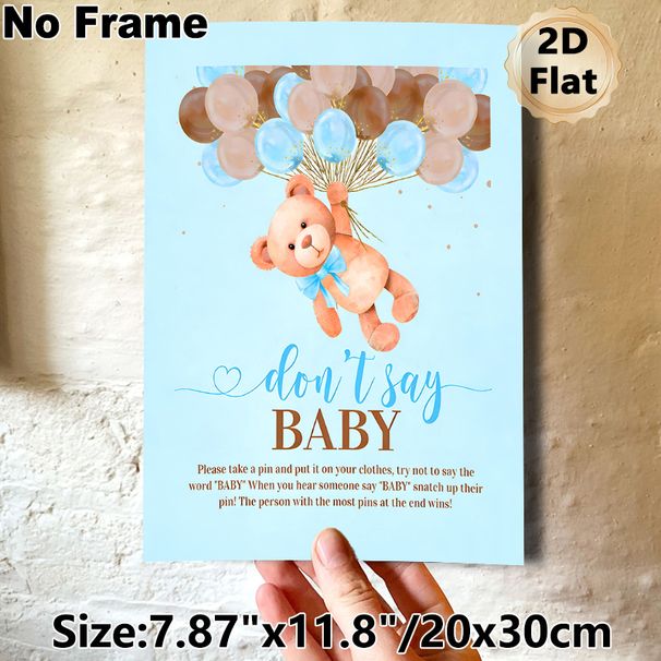 Baby Shower "Don't Say Baby" Painting Poster, Soft Watercolor Style Teddy Bear & Balloons Poster, Fun Party Game Sign Ideal For Baby Shower Gatherings_maomaolike.com