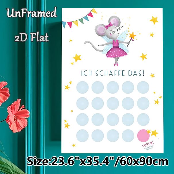 Fairy Mouse Reward Chart Painting Poster, Whimsical Watercolor Cute Fairy Mouse With Star Wand Poster, Practical Progress-tracking Design To Celebrate_maomaolike.com