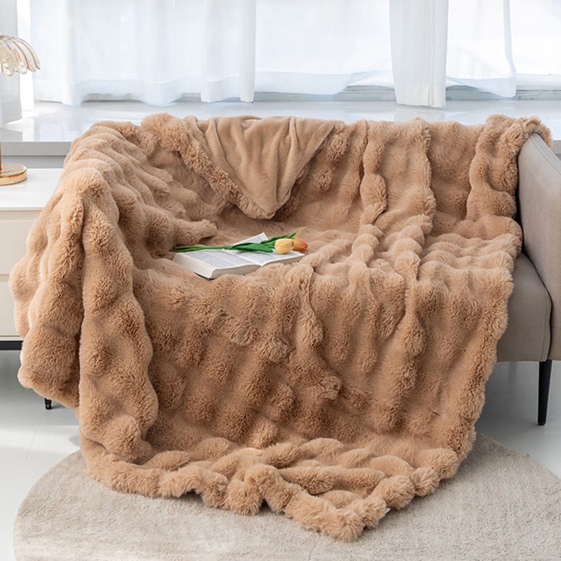 Tuscan Bubble Rabbit Double Layer Sofa Four Seasons Air Conditioning Office Nap Cover Blanket_maomaolike.com