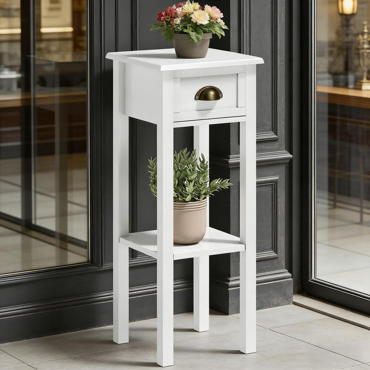 2-Tier Side Table With Drawer Shelf, End Table_maomaolike.com