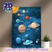 Solar System Painting Poster, Vibrant Cartoon-style Planetary Illustration Poster, Informative Design For Learning About Celestial Bodies, Ideal For_maomaolike.com