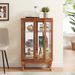 2 Doors Curio Cabinet With Tempered Glass Doors, Curio Cabinets With Mirrored Back Panel And Adjustable Shelves, Lighted Display Cabinet For Home, Office Light Bulb Included Cherry_maomaolike.com