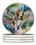 Basset Hound Spring Garden Large Sandstone Coasters Pack Of 4 Absorbent Round Coasters Decor Gifts For Men Or Women, 4 In, Multicolor_maomaolike.com