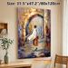 Traditional Robed Figure In Stone Arch Alley Painting Poster, Vibrant Impressionist Brushstroke Poster, Artistic Cultural Decor Ideal For Living Room_maomaolike.com