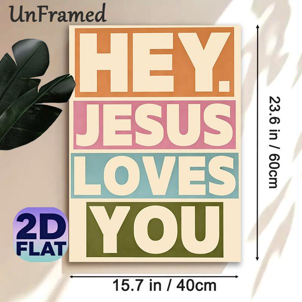 Religious Typography Painting Poster, Vintage Color-blocked Bold Text Poster, Inspirational Faith-based Message Suitable For Home, Living Room Or_maomaolike.com