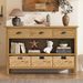 Vintage Console Table With Drawers,Water Hyacinth Woven Baskets,Multi-Color Options,Ideal For Entryway And Living Room_maomaolike.com