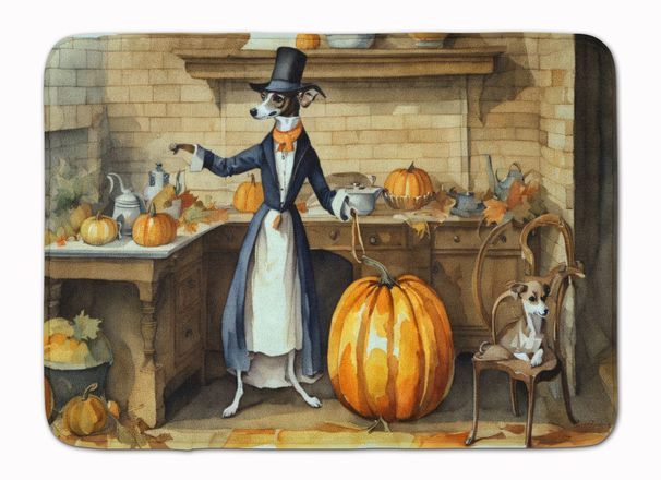 Italian Greyhound Fall Kitchen Pumpkins Memory Foam Kitchen Mat Machine Washable Anti-Fatigue Mat Cushion Comfort Bath Mat Or Kitchen Rug_maomaolike.com