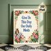 Daily Meds Themed Painting Poster, Vintage Cross-stitch Style Poster, Floral Border With Medication Motifs, Humorous Relatable Wall Decor For Home_maomaolike.com