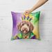 Labradoodle King Of Mardi Gras Throw Pillow Machine Washable, Indoor Outdoor Decorative Pillow For Couch, Bed Or Patio, 18Hx18W_maomaolike.com