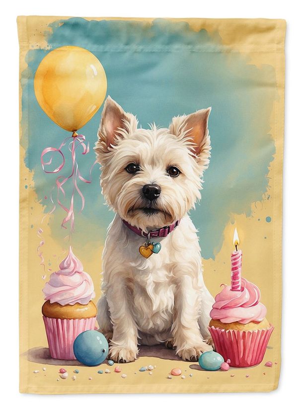 Westie Happy Birthday House Flag Large Porch Sleeve Pole Decorative Outside Yard Banner Artwork Wall Hanging, Polyester, House Size, Multicolor_maomaolike.com