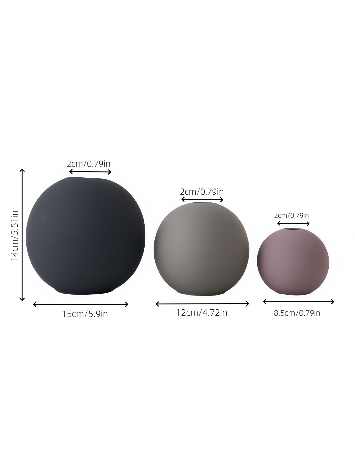 3pc Small Fresh Macaron Color Round Ball Design Ceramic Vase Can Hold Water Ornaments Decorative Vase_maomaolike.com