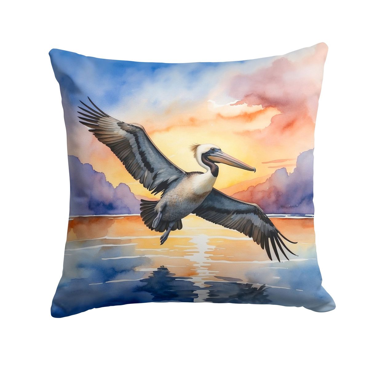 Pelican Fyling At Sunrise Throw Pillow Machine Washable, Indoor Outdoor Decorative Pillow For Couch, Bed Or Patio, 14Hx14W_maomaolike.com