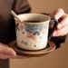 Coffee Cup With Gold Embroidered Ball Flower Latte Latte, Home Use_maomaolike.com