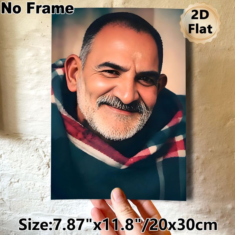Smiling Mature Man Portrait Painting Poster, Warm-toned Realistic Bearded Gentleman Poster, Vivid Lifelike Depiction Ideal For Living Room And Bedroom_maomaolike.com
