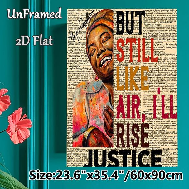 Inspirational Black Woman Justice Painting Poster, Vibrant Watercolor-style Figure With Bold Typography Poster, Motivational Quote Art For Home_maomaolike.com