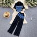 Women's Clothing denim patchwork distressed suit_maomaolike.com