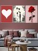 Romantic-themed Triptych Decorative Art: A Red Heart Symbolizing Affection, A Rose Representing Eternal Love, In A Pop Art Style._maomaolike.com