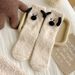 Coral Fleece Socks Women Winter Cute Cartoon Puppy Middle tube Socks Thick Warm Winter Home Sleeping Floor Socks_maomaolike.com