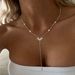 Stainless Steel Y-Shaped Pendant Necklace For Women Girls Elegant Fashion Cubic Zirconia Long Tassel Dangle Choker_maomaolike.com
