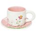 Pink Flower Sea Coffee Cup Plate Ins Style Korean Ceramic Set Hand-painted Cute Girl Heart Afternoon Tea_maomaolike.com