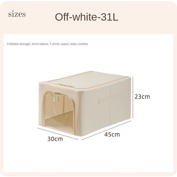 Dual Open Oxford Cloth Storage Box With Steel Frame, Stackable Foldable Clothes Organizer Bin For Wardrobe Quilt Blanket_maomaolike.com