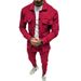 Men's clothing button suede casual jacket pants 2-piece set_maomaolike.com