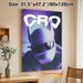 Cyber Racing Helmet Painting Poster, Vibrant Cyberpunk-style Gradient Purple-blue Helmet With "CRO" Text Poster, Stylish Futuristic Decor For Game_maomaolike.com